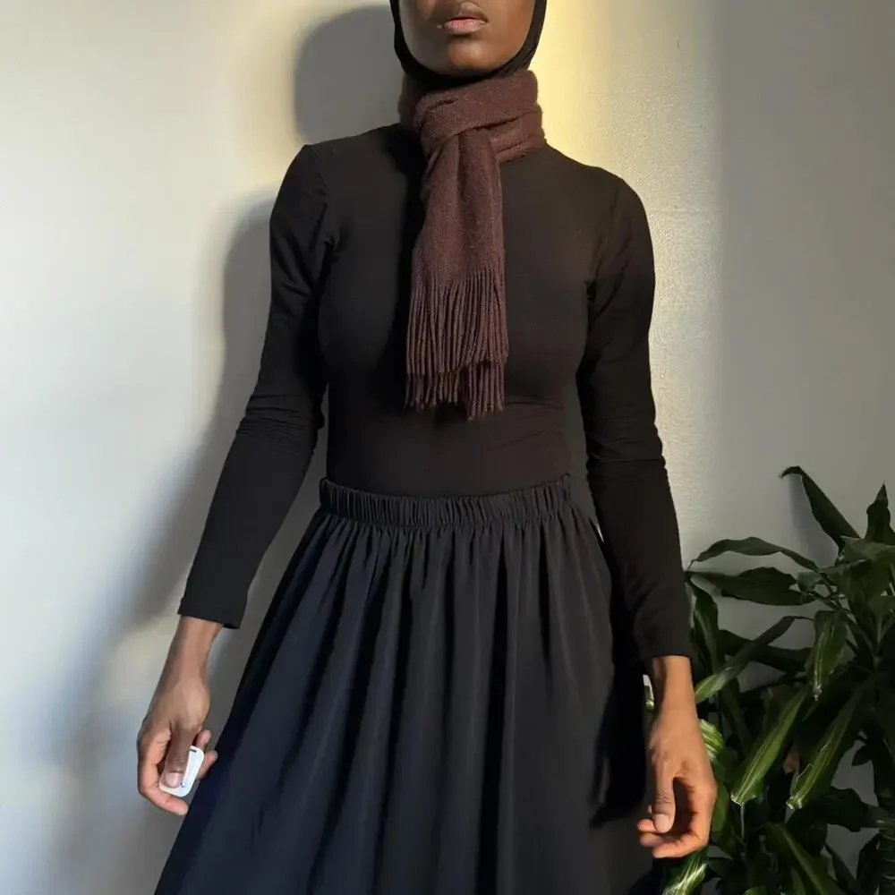 Vintage‎ brown Fringe knit Scarf